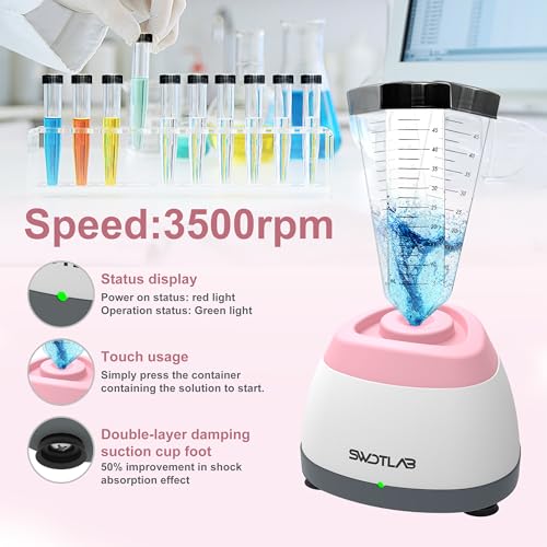 Image of Mini Vortex Mixer 3500RPM Touch Function for Lab Nail Polish, Pink | 3s Fast Mix DC Brushless Motor, Touch Start Auto-Stop, Anti-Slip & Quiet, 100 Stainless Steel Balls, for Tattoo Ink Glue Lab