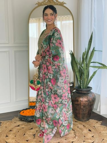 Image of Naixa Women's Rayon Embroidered Straight Kurta with Pant and Dupatta Sets (Available in Plus Size) (NX-696)