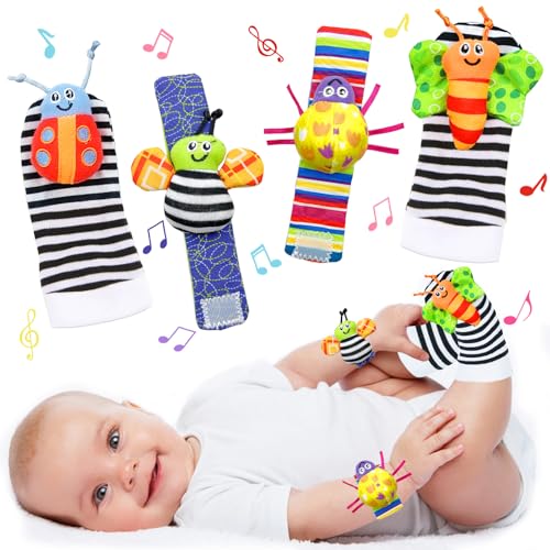 Image of Morofme Baby Rattle Socks & Wrist Toys Infant Wrist Rattles and Foot Rattles Newborn Hand & Foot Toys Arm Hand Bracelet Rattle Foot Finder Socks Baby Toys for 0-6, 6-12 Months Newborns Shower