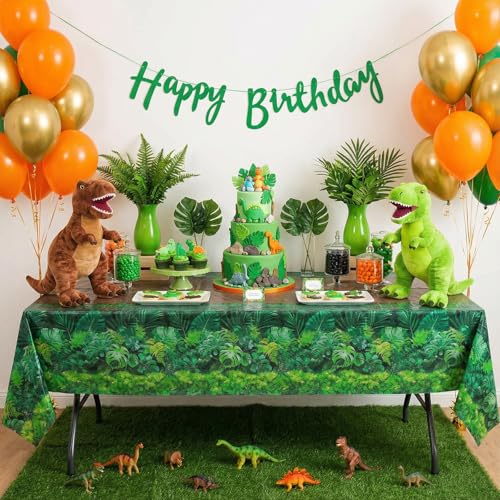 Image of 3 Pack Forest Path Tablecloths, 54 x 108 In Safari Jungle Table Cover | Waterproof PE, fits most 8-10 seat rectangular tables, easy cleanup, for birthday, baby shower, picnic, camping
