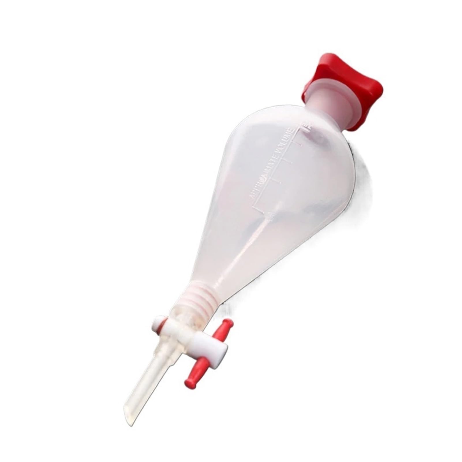 250 ml birnenförmiger Scheidetrichter aus Kunststoff mit PTFE-Stopfen. PP-Trenntrichter. Laborbedarf