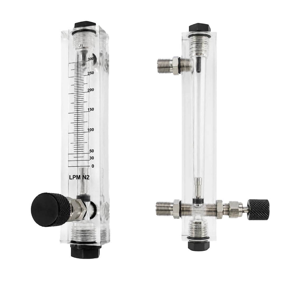 "Ji" Japsin Instrumentation Nitrogen Flow Meter | Acrylic Tube Rotameter | 0–300 LPM Range | Stainless Steel 1/4" BSP (M) Side Connections | With Control Valve | Industrial Gas Flow Measurement-image-26