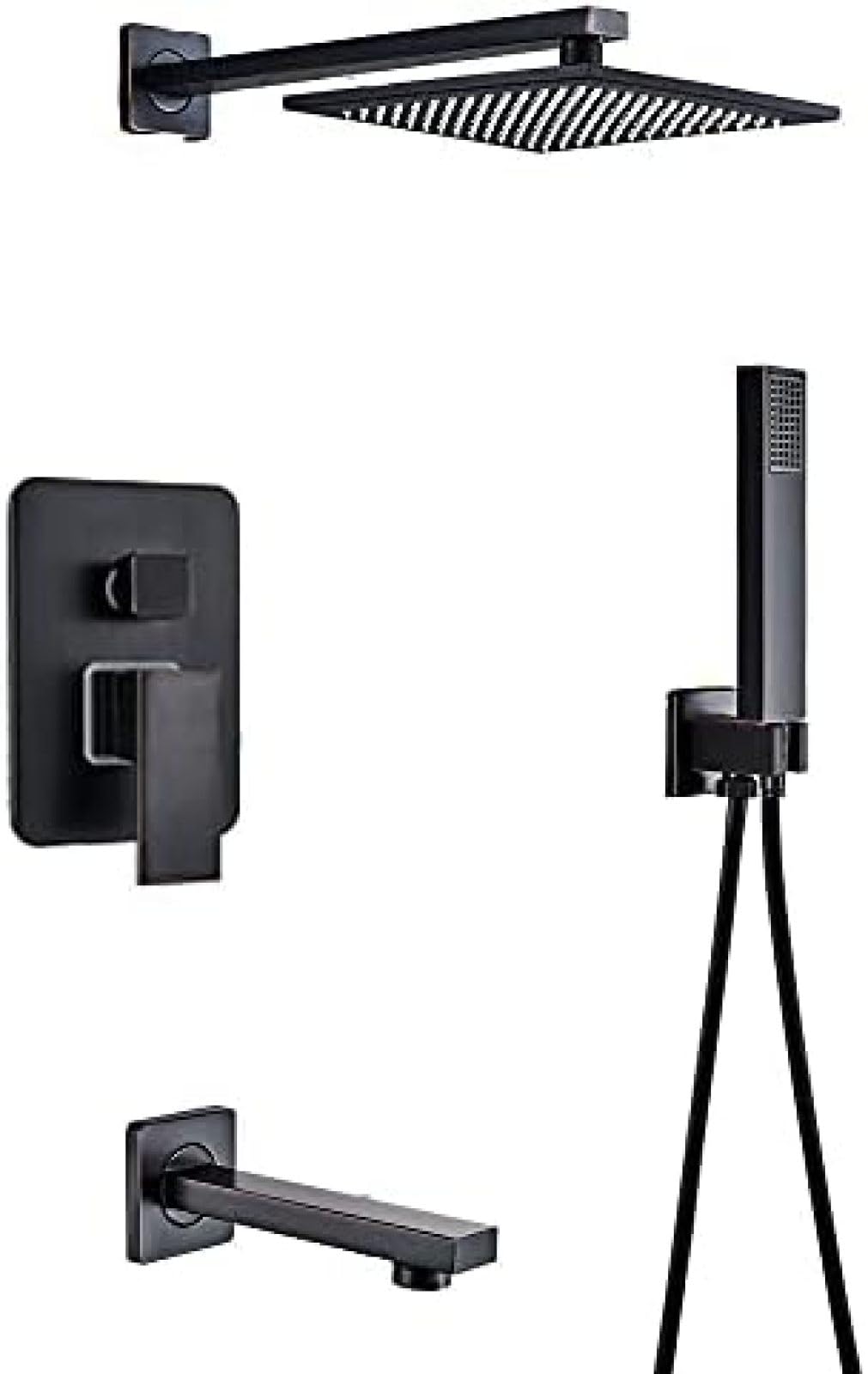 NZPOST Black Bronze Bathroom Shower Faucet Rainfall Shower Head Wall Mounted Bathtub Mixer Tap Bath Showe