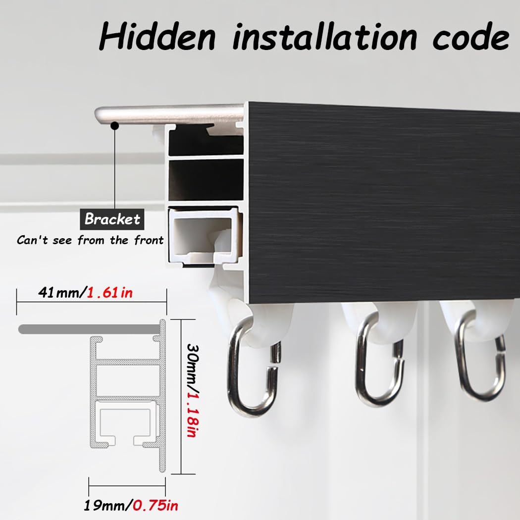 Système de tringle à rideaux en aluminium pour fixation au plafond ou au mur, 470 cm (15,4 pi), opaque, idéal pour préserver l'intimité des chambres et des hôpitaux - Barre de tringle à ride