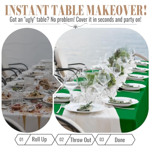 Image of 54In X 300Ft Plastic Table Cloth Disposable, 100% PEVA Tablecloth Roll