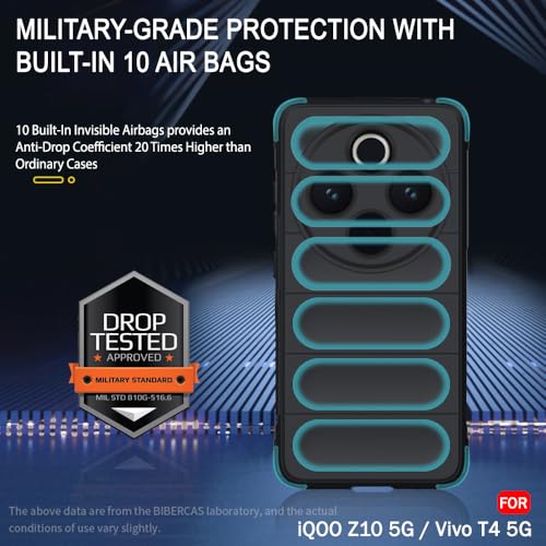 Image of TheGiftKart Liquid Silicon Back Cover Case for iQOO Z10 5G / Vivo T4 5G | Shockproof Military Grade Protection | Micro-Fibre Cloth On Inner Side | Built-in Anti-Slip Grip for Back Cover (TPU, Black)