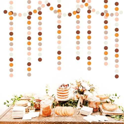Image of Orange Brown Rose-Gold Party-Decorations Streamers-Garland - 52ft Boho Fall Groovy Birthday Hanging Paper Banner,Autumn Burnt Baby Bridal Showe Neutral Wedding Sunset Bachelorette Decor Hugfond