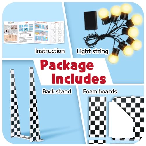 Image of Imprsv Race Car Birthday Party Decorations, 3ft Light Up Marquee Number 9