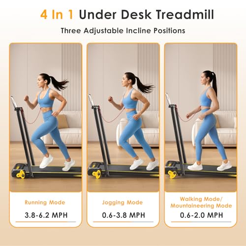 Image of Walking Pad with Incline Portable Treadmill with Handle Bar for Home Office Under Desk Use Small Space Treadmill