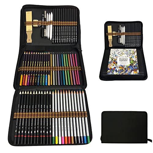 PATIKIL Set Di Matite Colorate Blu Medio, 20 Pezzi Matite Ad Olio Colorate Legno Per Disegno E Pittura Per Artisti