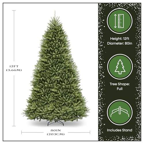 Image of National Tree Company 12 ft Unlit Dunhill Fir Artificial Full Christmas Tree, 7,794 Tips, Includes Stand, Green
