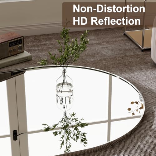 GLSLAND-34x76 inch Wall Mount Arched Full Length Mirror-Aluminum Alloy Frame High Definition-Full Body Mirror for Bedroom or Living Room,Silver