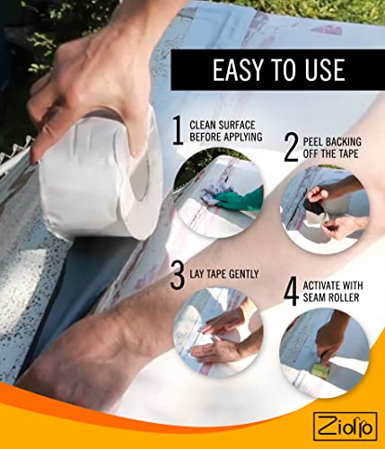 Ziollo FLEXCAULK4ST4X50 Rv Flex Repair Self Leveling Caulking Lap Sealant | White | 4-10 Oz Tubes Of Rv Caulk And 1 Roll Of 4 Inch X 50 Foot Rv Flex Repair Seam Tape thumb #2