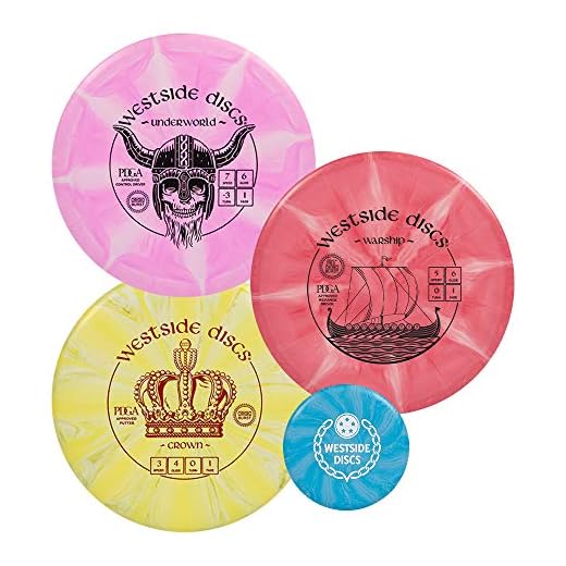 Westside Discs Three Disc Origio Burst Disc Golf Starter Set | Frisbee Golf Set | Underworld Fairway Driver | Warship Midrange | Crown Disc Golf Putter | Colors Will Vary
