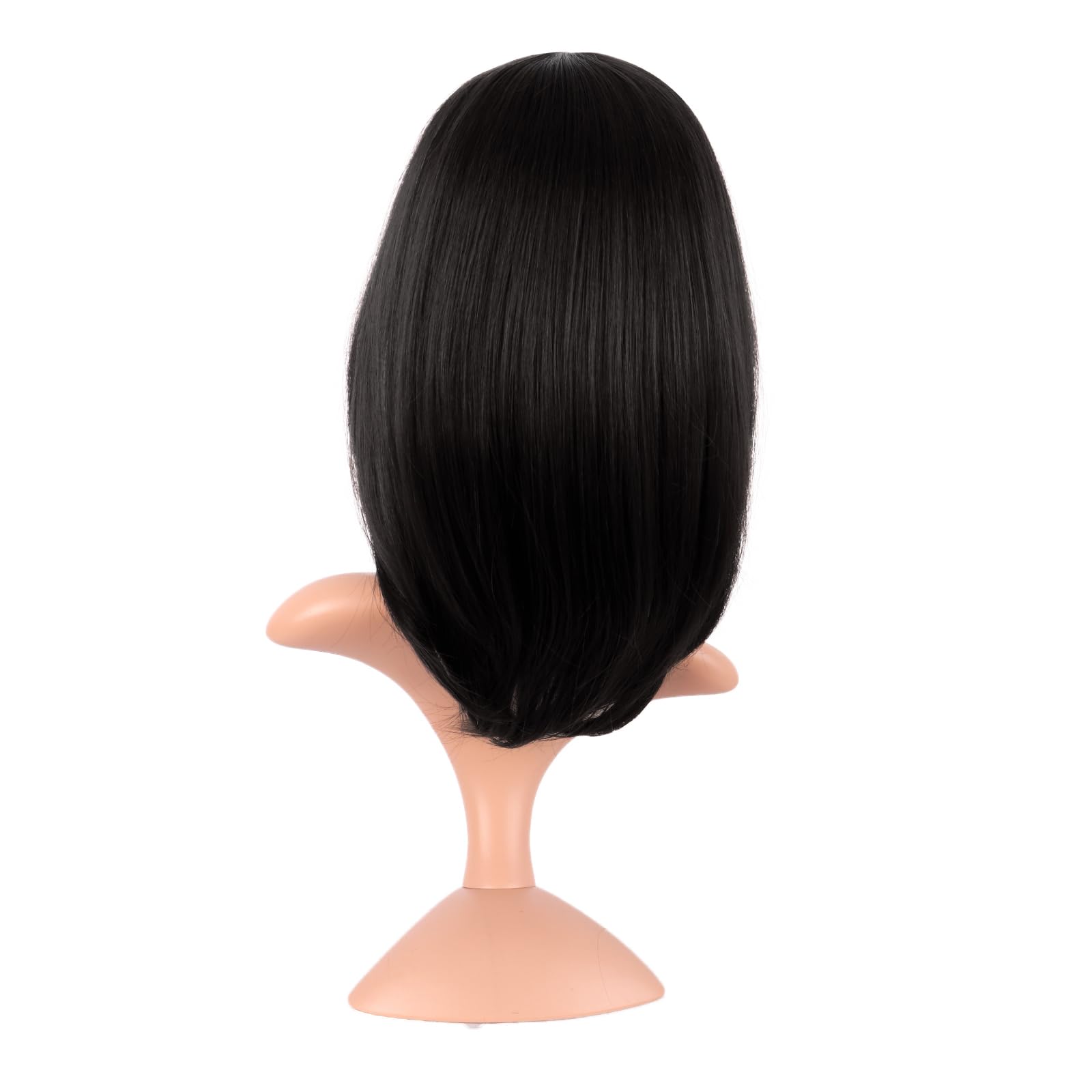 MapofBeauty 16 Inch/40 cm Side Bangs Synthetic fiber Hair High temperature Heat Resistant Fashion Bob Wig (Black) - Image 4