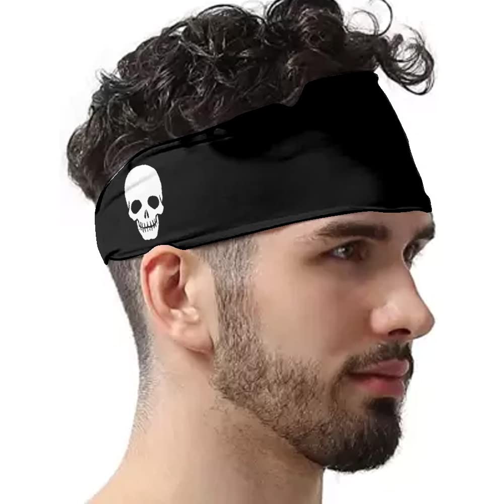 Set of 1 Skull Theme Men Women Unisex Headband Gym Workout Sports (Black, White) (B0BRJSGY6K) Amazon Price History, Amazon Price Tracker