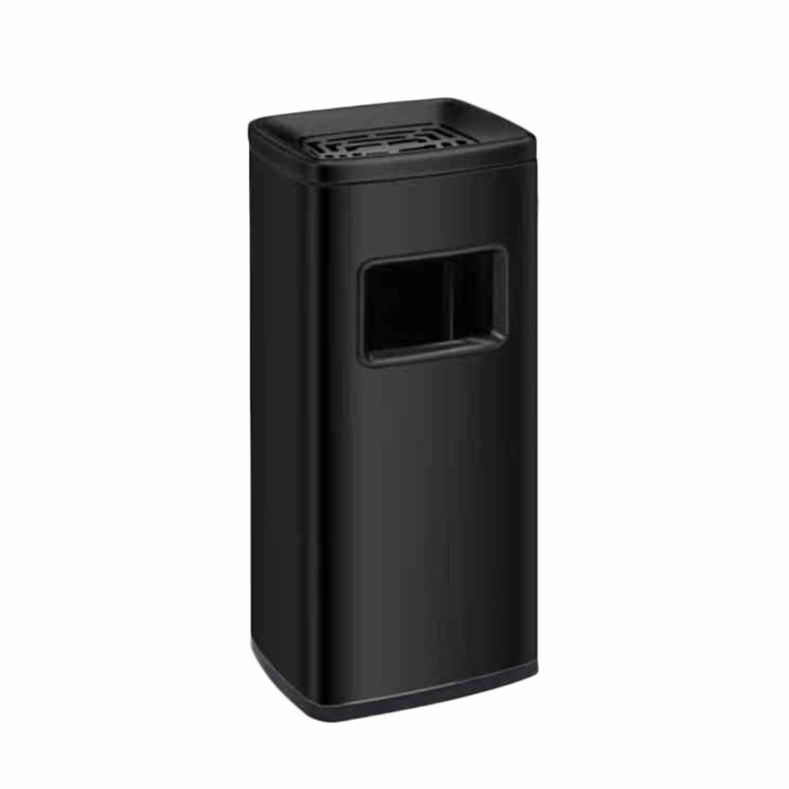 IUokLU Square Column Ashtray Trash Can,Tall Vertical Cigarette Butt Holder,Removable Inner Barrel,12L Capacity（Black-Style 1）