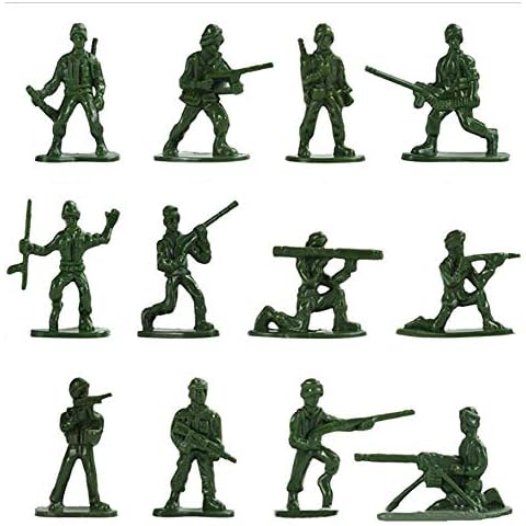 HAPTIME 100-Piece Green Toy Soldiers - 12 Poses, Detailed and Balanced Mini Army Men - Perfect for Pretend Play, Educational Projects, Cake Decorations, and Military-Themed Parties - 1 Inches Tall Cover