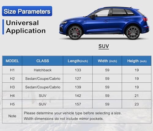 image for kayme Half Car Cover, Windshield Cover for Ice and Snow Top with Refle