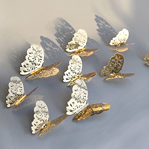 Preisvergleich Produktbild Berrose-12 Stücke 3D Hohlwandaufkleber Schmetterling Kühlschrank für Heimtextilien wandtattoos Wandtattoo Wandaufkleber Sticker Wanddeko Schlafzimmer Wohnzimmer
