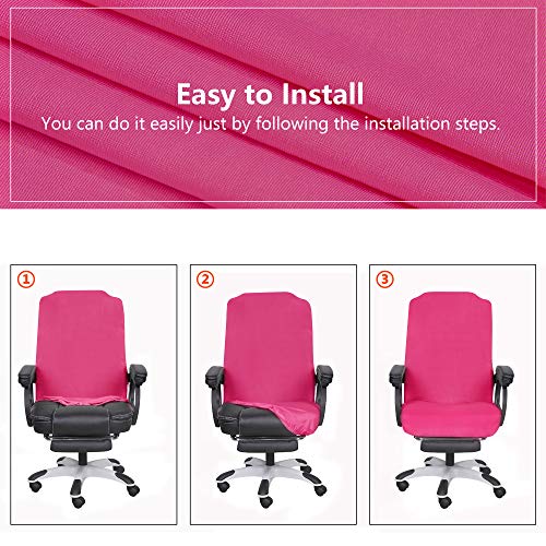 Image of SARAFLORA Office Chair Covers Stretch Washable Computer Chair Slipcovers for Universal Rotating Boss Chair Medium Size Dark Pink