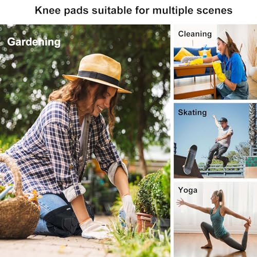 Jybtaa BLACK XL Gardening Knee Pads For Men/Women, Safety Knee Pad For Cleaning Flooring Roofing Weeding Construction Work, Adjustable Slip-On Kneepads thumb #2