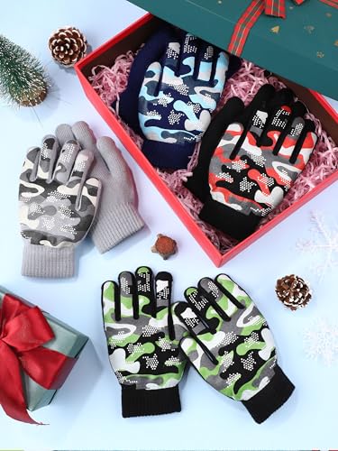 Cooraby 4 Pair Stretch Winter Kids Gloves - Full Fingers Magic Gloves for Boys & Girls4