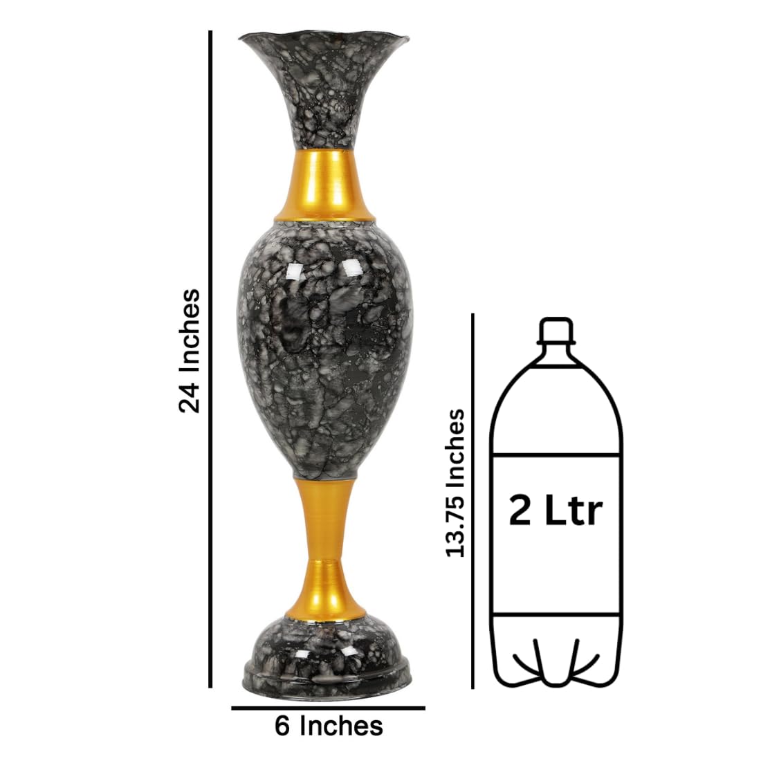 Black & Gold Iron Flower Vase - Elegant Home Decor -6 Black & Gold Iron Flower Vase - Elegant Home Decor -6
