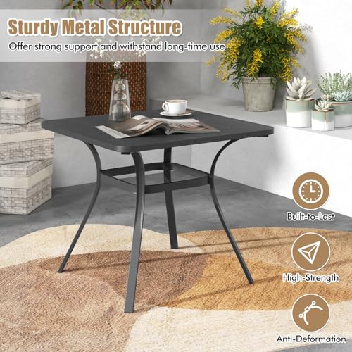 Image of Giantex Patio Dining Table, 32 inchx32 inchx29 inch Outdoor Table, Heavy-Duty Metal Square Outside Table for 4 Persons, Patio Furniture for Backyard Garden Poolside