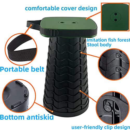Image of Collapsible Camping Stool with Seat Cushion & Nylon Bag, Square Portable Telescopic Stool, Lightweight Sturdy Foldable Stool for Camp Fishing Picnic, Max Load 550 lb