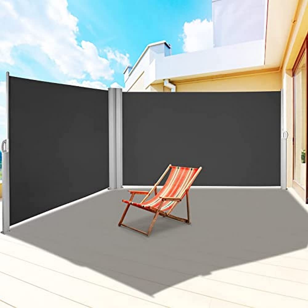 VEVOR Black Retractable Awnig 71 inch 236 inch Rugged Full Aluminum Rust-Proof Patio Sunshine Privacy Divider Wind Screen. Longer Service Life, Suitable for Courtyard, Roof Terraces and Pools
