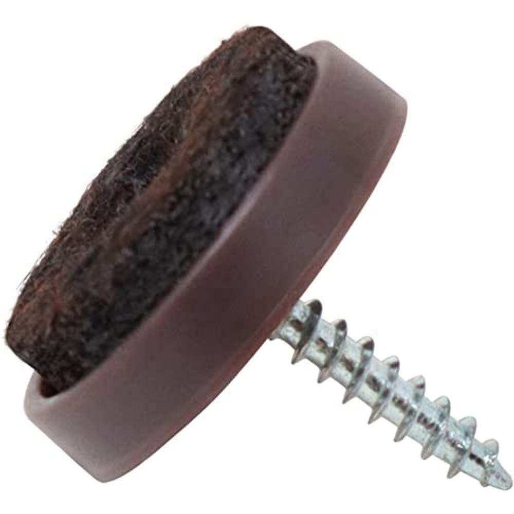 Adsamm® / 100 x Almohadillas con tornillo / Ø 24 mm / marrón / redondas / Patas de muebles con tornillo de la máxima calidad de Adsamm®