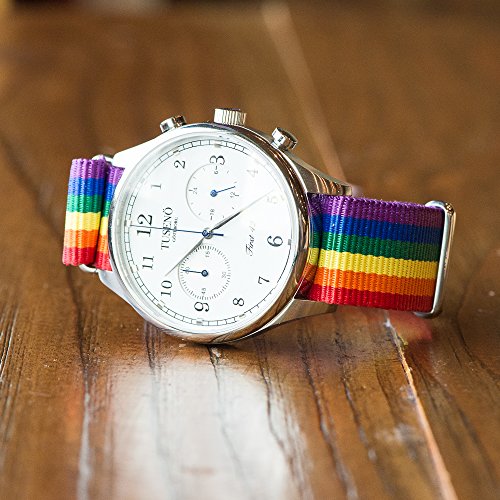 Image of Clockwork Synergy - Classic Nylon Ss Ballistic Watch Band 24mm - PRIDE Rainbow - Interchangeable Replacement Watch Straps