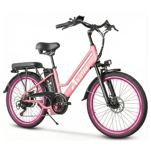 Axiniu 24 Inch Electric Bike for Adults, Step Through Ebike for Women, Peak 1000W Motor 22MPH, 48V 20AH Removable Battery Up to 70 Miles, 7 Speed Dual Shock Absorber, City Cruiser Commuter Bicycle