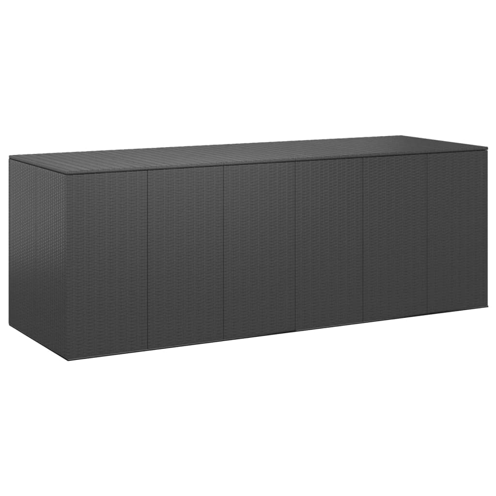 Furniture select-Garden Coffre à coussins en rotin synthétique Noir 291 x 100,5 x 104 cm