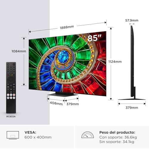 TCL RM7L 85RM7L TV 2 16 85 4K Ultra HD Smart TV Wifi 2000 cdm² Neuf - vue 5