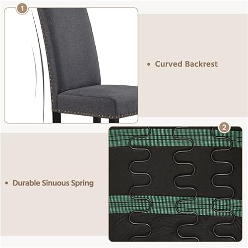Yaheetech Dining Chairs Set of 6 Kitchen Dining Room Chairs with Elevated Back and Padded Seat for Home/Kitchen/Restaurants, Dark Grey - Image 5