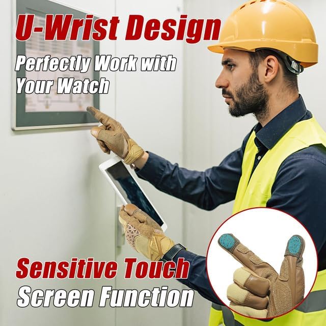 Grip Work Gloves for Women Men, Safety Utility Yard Working Gloves, Flexible Touch Screen Mechanics Gloves