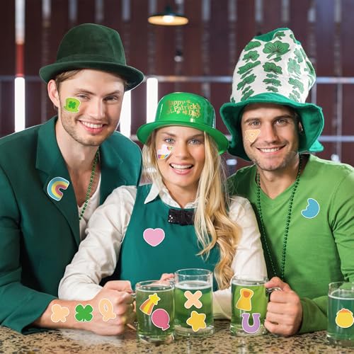 Image of St. Patrick's Day Sticker Roll - 1000 Pcs St. Patrick's Day Waterproof Vinyl Reusable Laptop Stickers Coloring Book Scrapbook Water Bottle Page Activity Pad Birthday Party Favors Skateboard