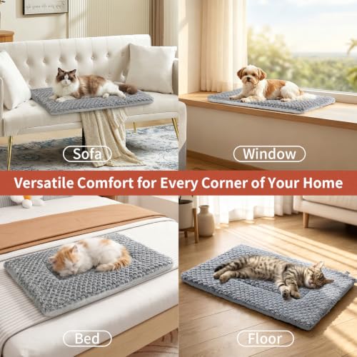 NODARKO Self Warming Cat Bed, Upgraded Thermal Mat for Indoor Cats Dogs Pad | 23.6"x15.7", Faux Rabbit Fur with Ridged Chenille, Silent Crinkle-Free, Double-Sided Cozy, Soft Bottom, Machine Washable - image 7