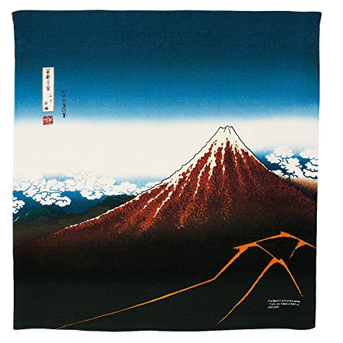 むす美 浮世絵 ちりめん友禅 風呂敷 二巾 黒富士(山下白雨) チャ 80114-051