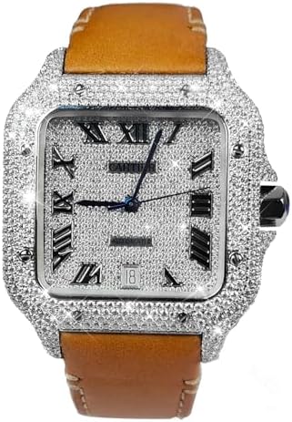 Inlaid with Moissanite Diamond Watch Dial Bezel and Case Side for...