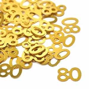 80. Geburtstag Jubiläum Konfetti goldene,Zahlenkonfetti Tischdeko Streudeko,Streudeko für Geburtstagsfeier, Motto-Party…