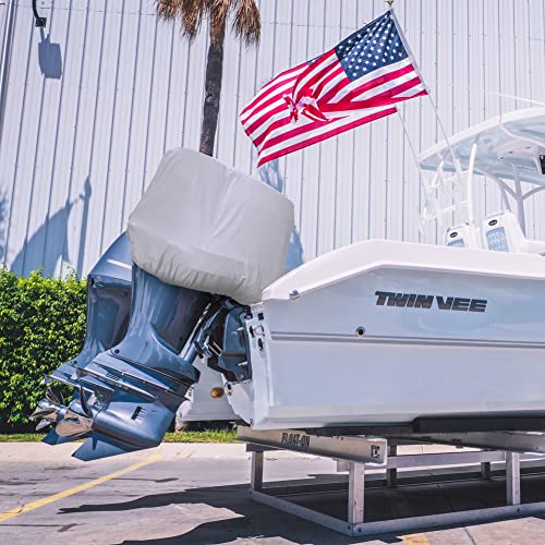 Icover Outboard Motor Cover Heavy Duty 600D Waterproof Motor Hood Cover, 23" Dx13.5 Wx16.5 H #TOP6