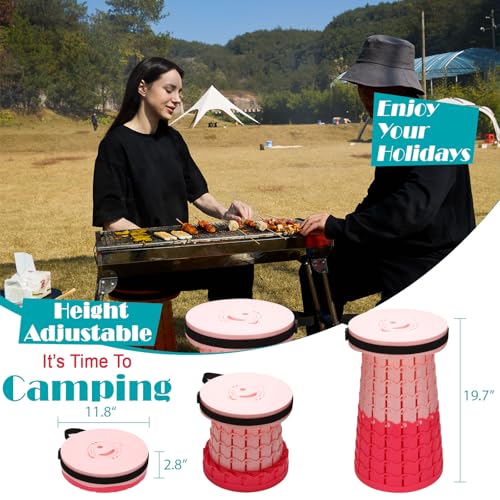 Image of Spisces Upgraded Collapsible Stool with Cushion, 1000 lbs Capacity & 19.7-in High, Wider & Taller Heavy Duty Portable Telescoping Foldable Seat for Adults Camping, Travel, Music Festivals, Outdoors