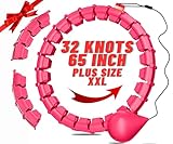 65inch 32 Knots Plus Size Quiet Weighted Hula Infinity Fitness Detachable Hoops, Smart Noiseless Hula for Women, 2 in 5 Waist and Abdominal Workout Equipment at Home