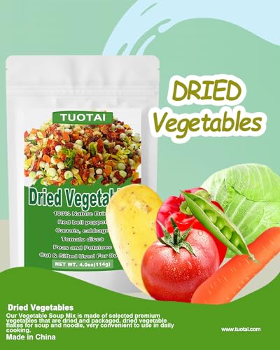 Premium Vegetable Soup Mix,4.0oz(114g), Cut&Sifted, Dried Vegetable Flakes for Soup, Vegetables Soup Blend, Gluten-free, Vegan