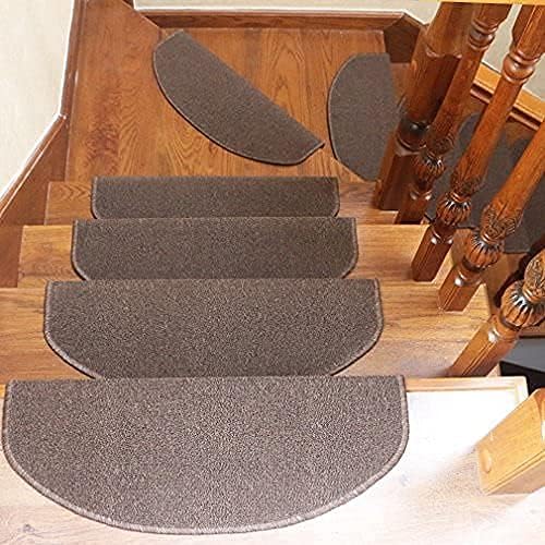 Qingbei Rina Stair Treads Carpet Non Slip,15 Packs|22 x 65cm Stair Pads Mat Rug with Safety Adhesive,Indoor Stair Runner Protector for Wooden Steps Staircase Floor(Brown)
