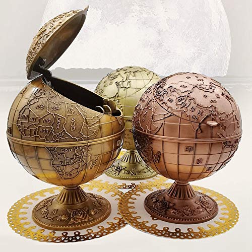 Fayme Vintage metaal met deksel Globe asbak Europees retro huis kantoor hotel asbak decor rook accessoires, doos - Image 4