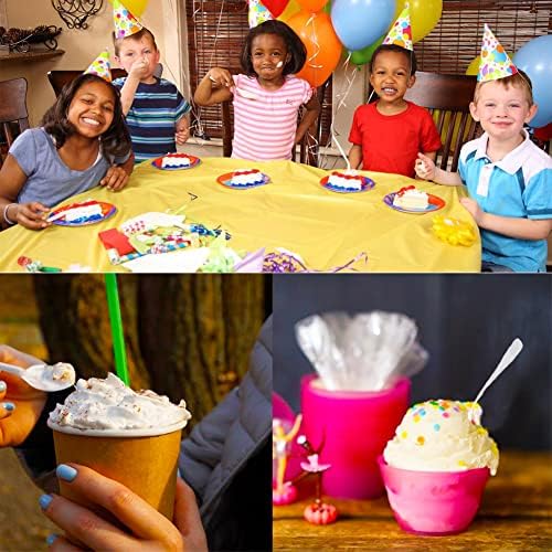 YINVA 100 Pack Mini Clear Plastic Spoons (3.74"/9.5Cm Long) Heavy Duty Plastic Small Dessert Spoons Reusable Dessert Spoons for Dessert Pudding Mousse Party